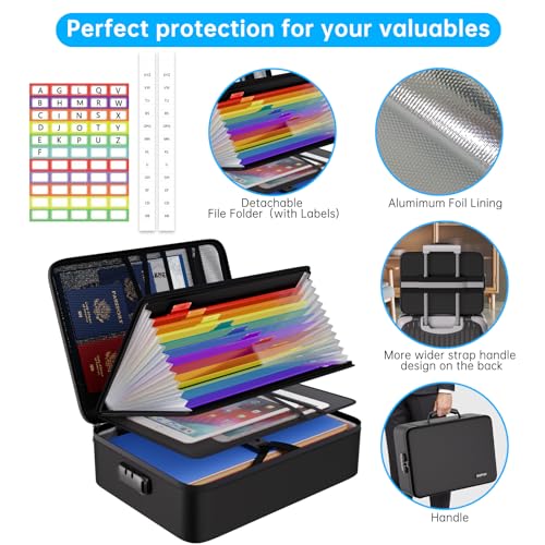 Modern ENGPOW Fireproof File Organizer Bag with 13 Colorful Set